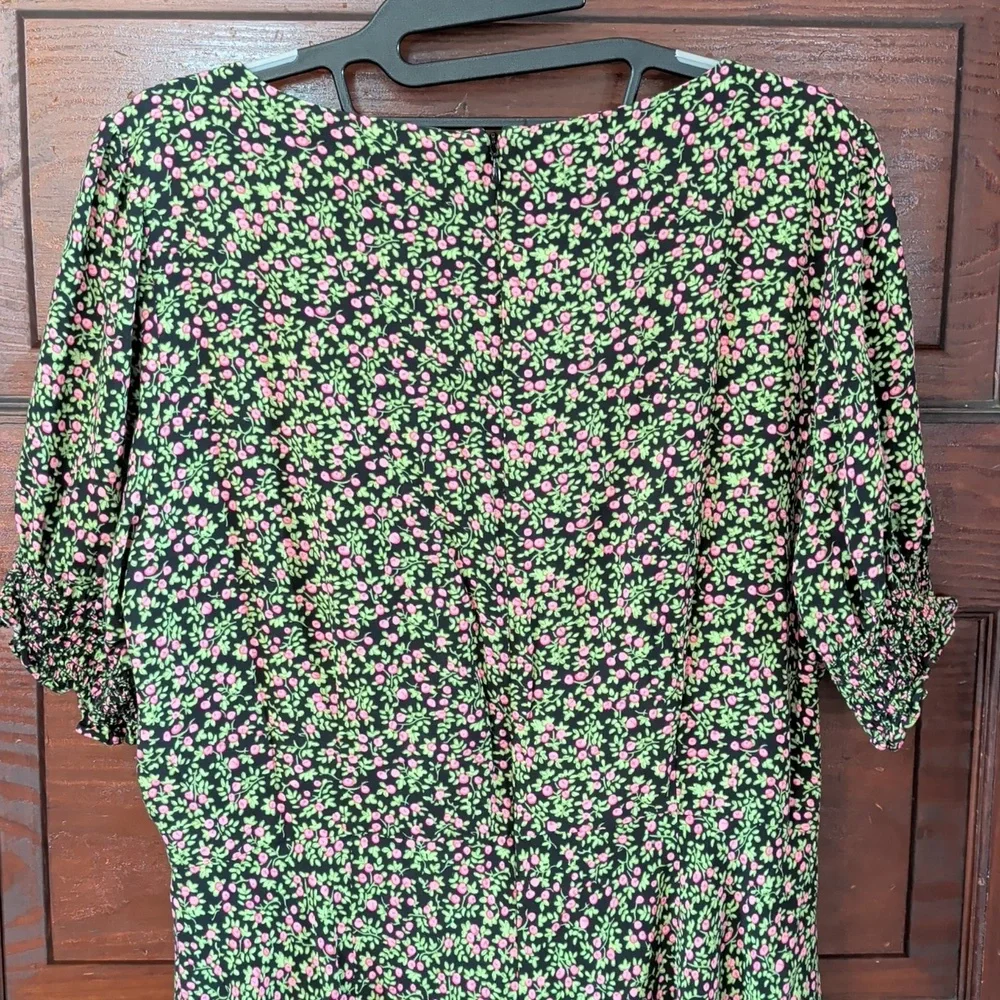 J Crew Sweetheart Neckline Floral Smocked Sleeve Midi Dress 12 - Picture 6 of 14